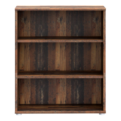 Essential Low Wide 2 Shelf Bookcase in Vintage Oak – FTG, view 2