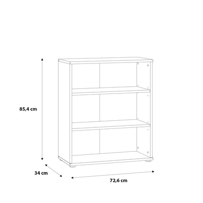 Essential Low Wide 2 Shelf Bookcase in Vintage Oak – FTG, view 6