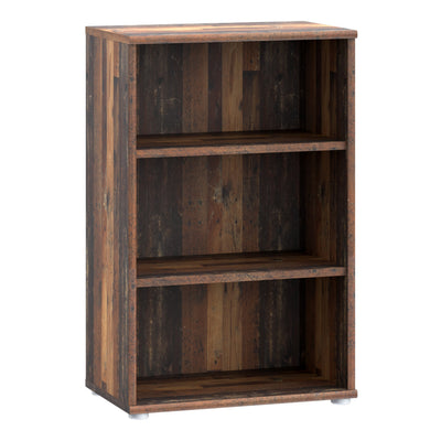 Essential Low Narrow 2 Shelf Bookcase in Vintage Oak – FTG