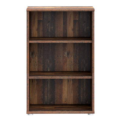 Essential Low Narrow 2 Shelf Bookcase in Vintage Oak – FTG, view 2