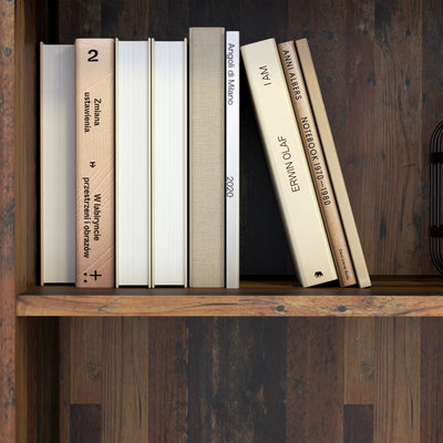 Essential Low Narrow 2 Shelf Bookcase in Vintage Oak – FTG, view 5