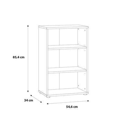Essential Low Narrow 2 Shelf Bookcase in Vintage Oak – FTG, view 6