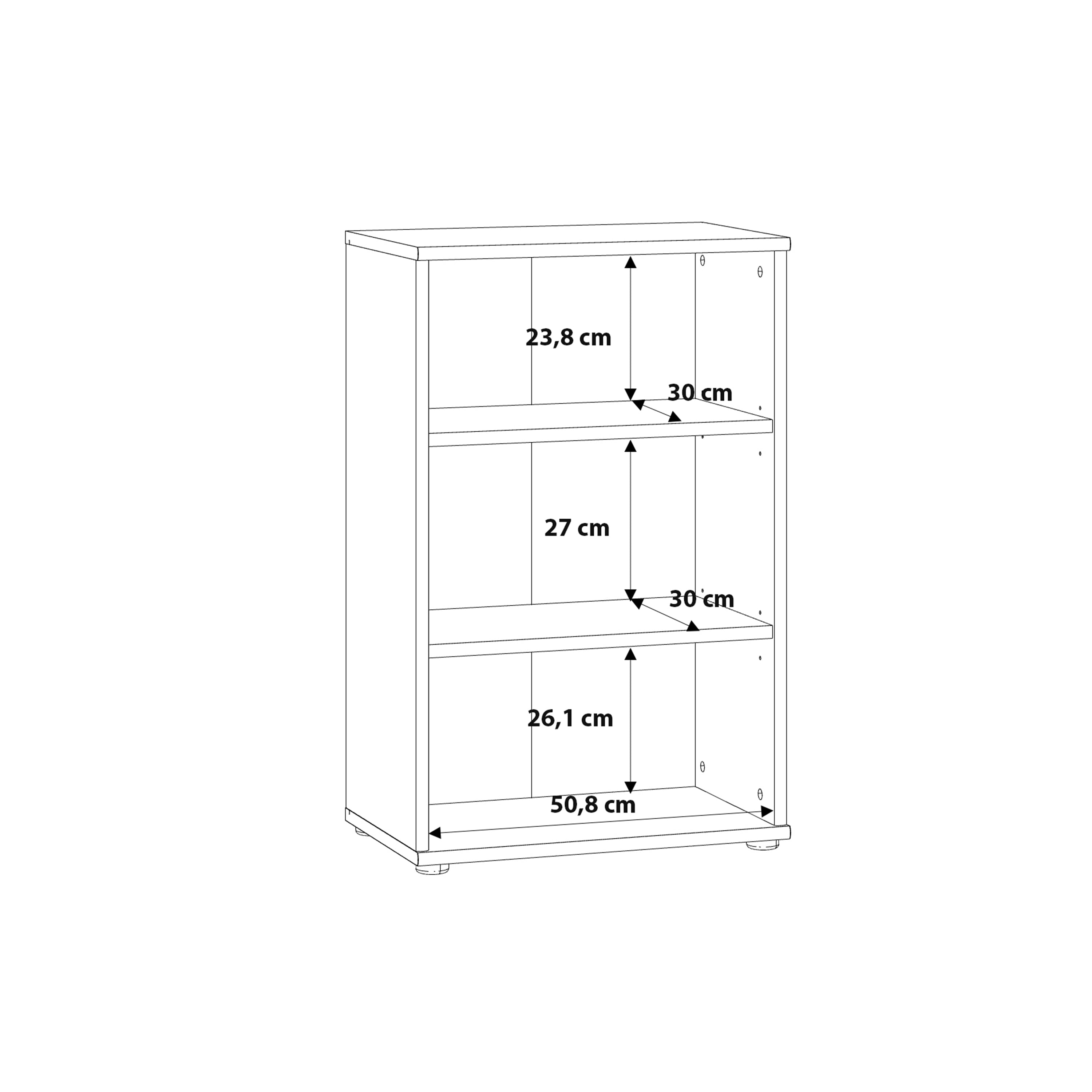 Essential Low Narrow 2 Shelf Bookcase in Vintage Oak – FTG, view 7