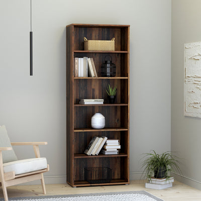 Essential Wide 5 Shelf Bookcase in Vintage Oak – FTG, view 4