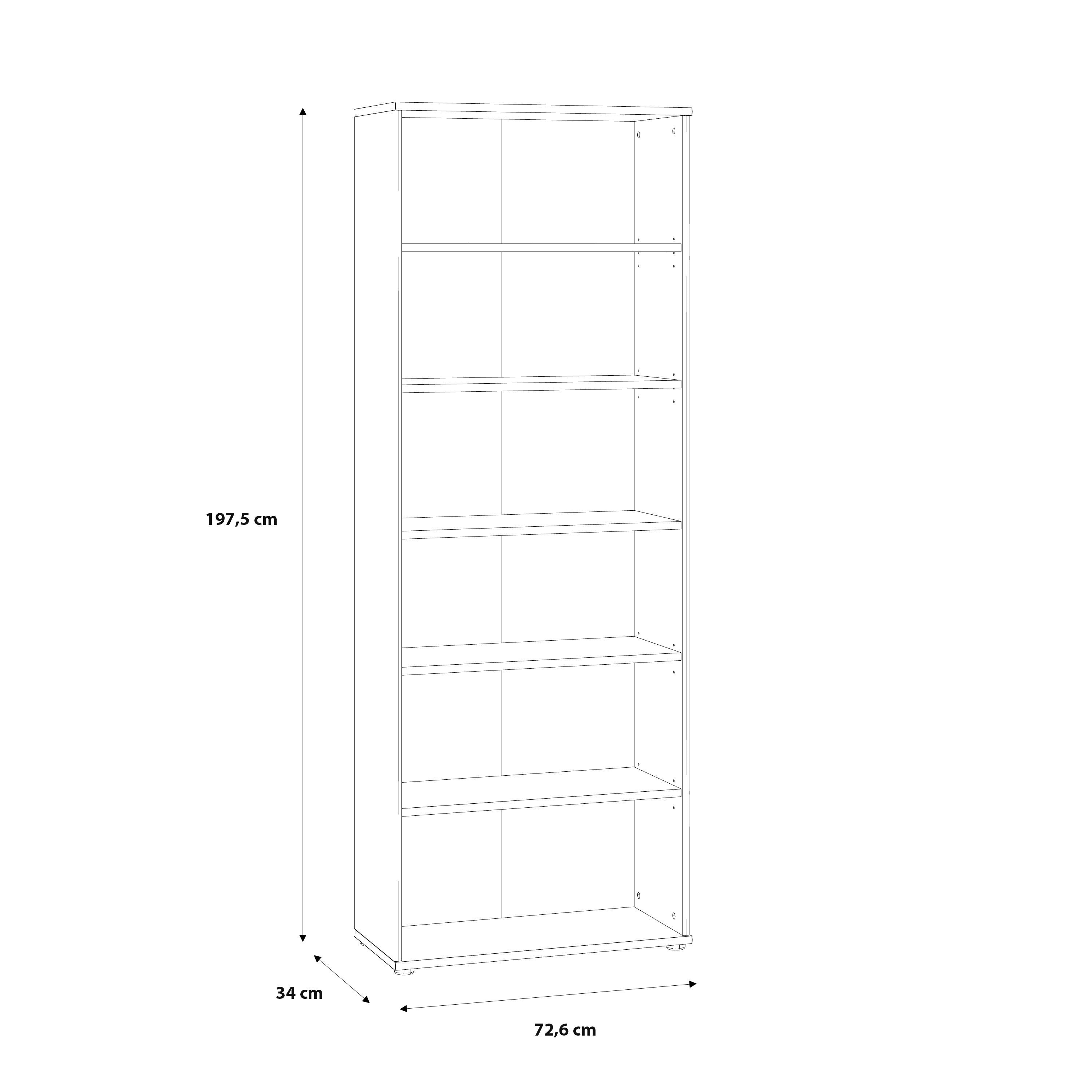 Essential Wide 5 Shelf Bookcase in Vintage Oak – FTG, view 6