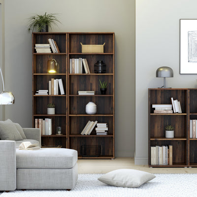 Essential Narrow 5 Shelf Bookcase in Vintage Oak – FTG, view 3