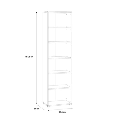 Essential Narrow 5 Shelf Bookcase in Vintage Oak – FTG, view 6