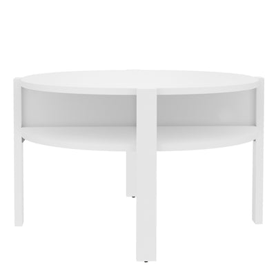 Tobago Round Coffee Table with Open Shelf in White