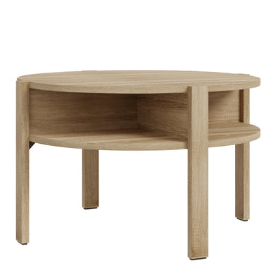 Tobago Round Coffee Table with Open Shelf in Sonoma Oak