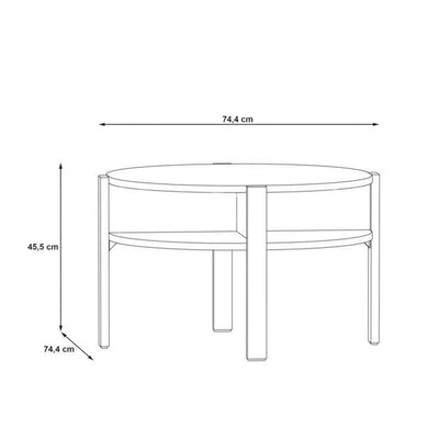 Tobago Round Coffee Table with Open Shelf in Sonoma Oak