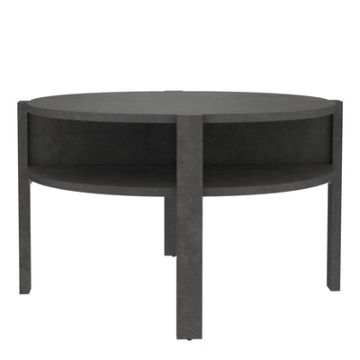 Tobago Round Coffee Table with Open Shelf in Optic Dark Grey