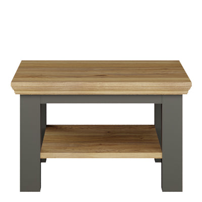 Pontypool Small Coffee Table with Shelf in Wolfram Grey and Mauvella Oak