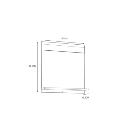 Ice Cave Mirror with Shelf in White with White High Gloss Front