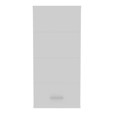 Ice Cave Hanging Storage Cupboard with 1 Door & Silver Handle in White with White Gloss Door
