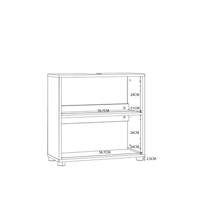 Ice Cave Under Sink Bathroom Cabinet with 2 Doors & Silver Handles in White with White High Gloss Doors