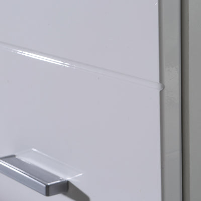 Ice Cave Under Sink Bathroom Cabinet with 2 Doors & Silver Handles in White with White High Gloss Doors