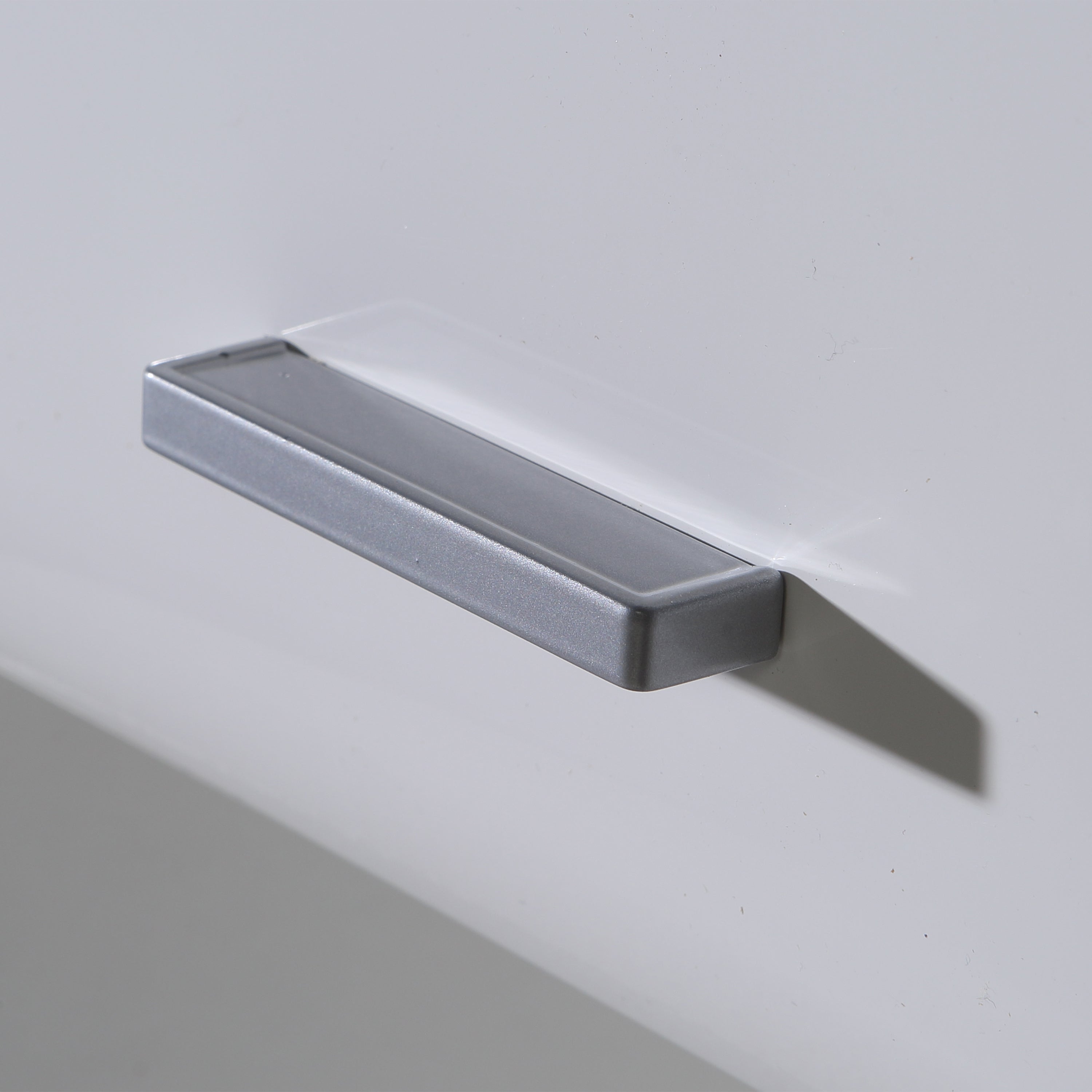 Ice Cave Under Sink Bathroom Cabinet with 2 Doors & Silver Handles in White with White High Gloss Doors
