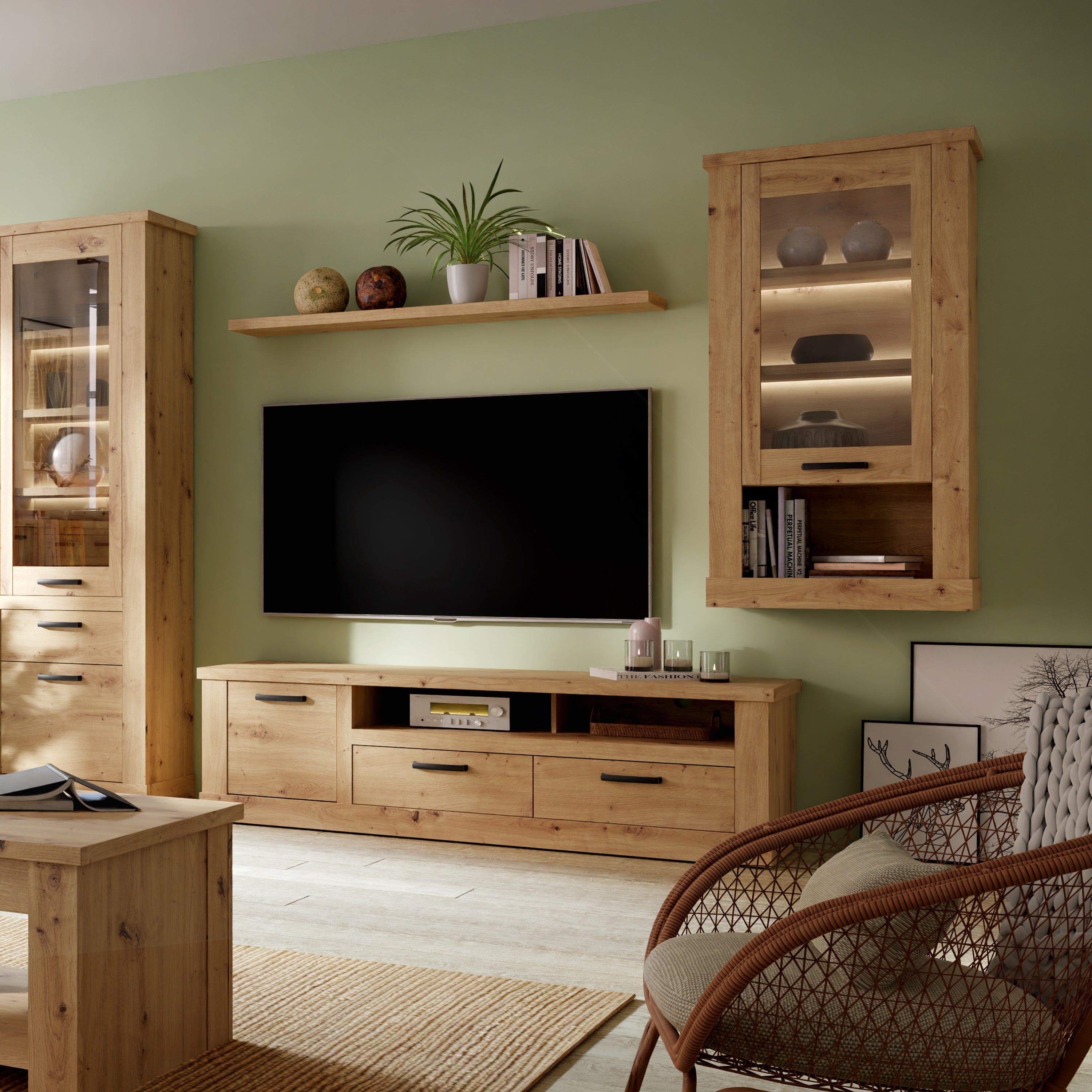 Corona Wall Display cabinet in Artisan Oak – FTG, view 5