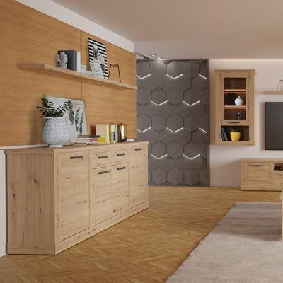 Corona 4 Door 2 Drawer Sideboard in Artisan Oak – FTG, view 7