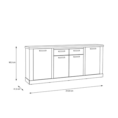 Corona 4 Door 2 Drawer Sideboard in Artisan Oak – FTG, view 8