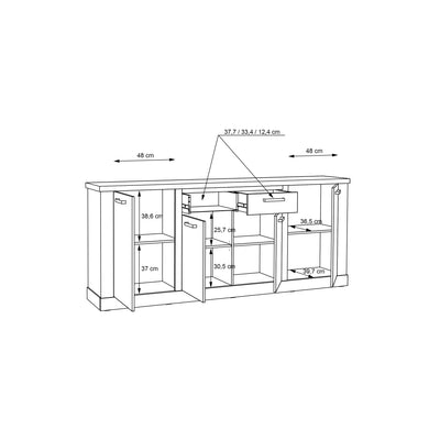 Corona 4 Door 2 Drawer Sideboard in Artisan Oak – FTG, view 9