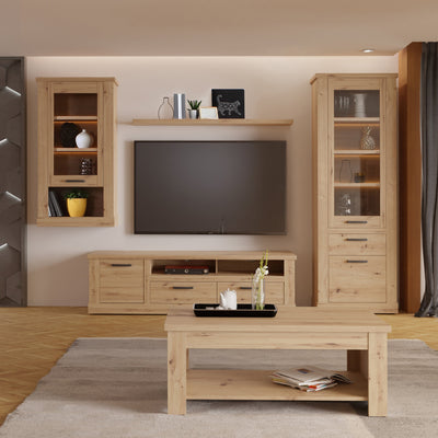 Corona 2 Drawer 1 Door Coffee TV Unit in Artisan Oak – FTG, view 6