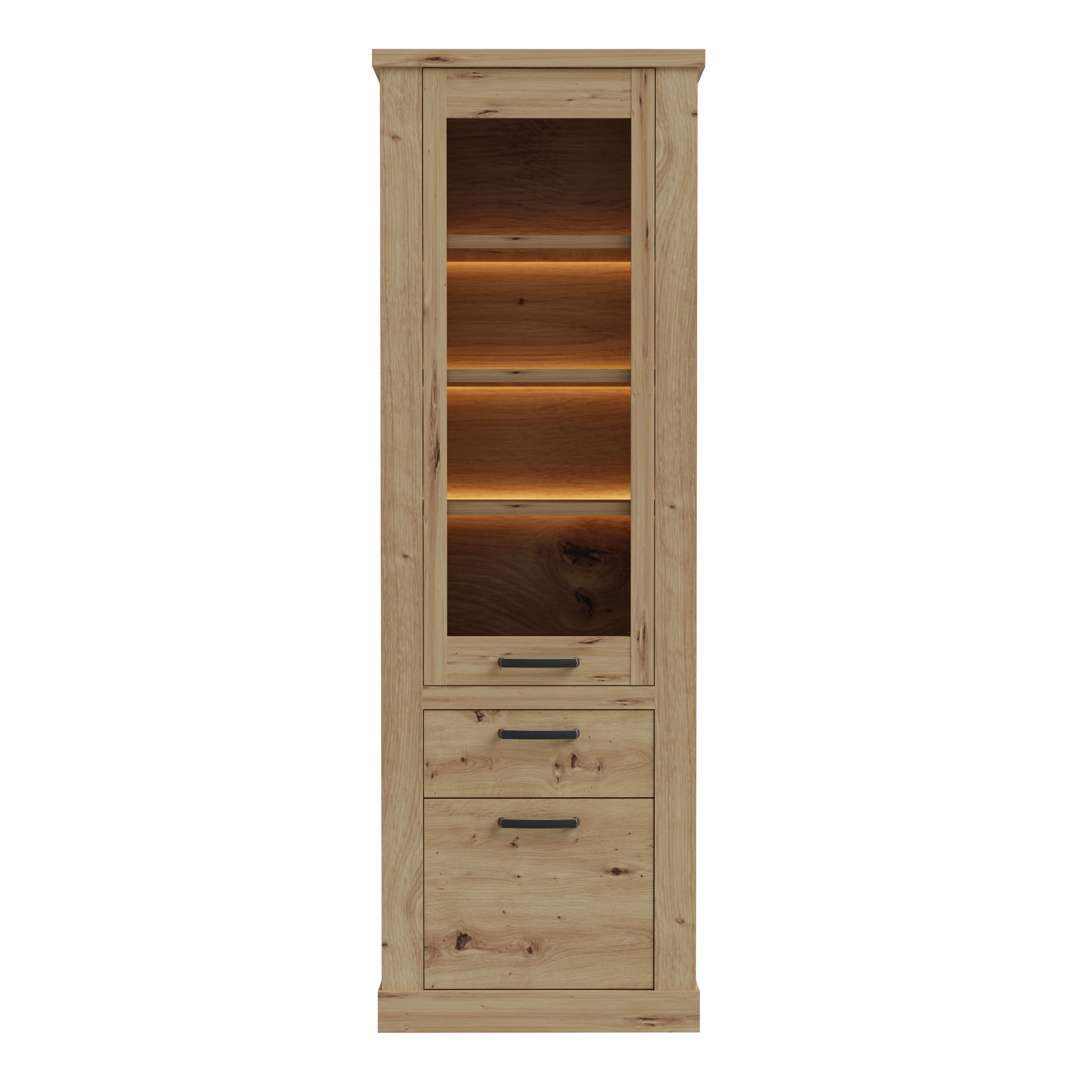 Corona Narrow Display Cabinet in Artisan Oak – FTG, view 2