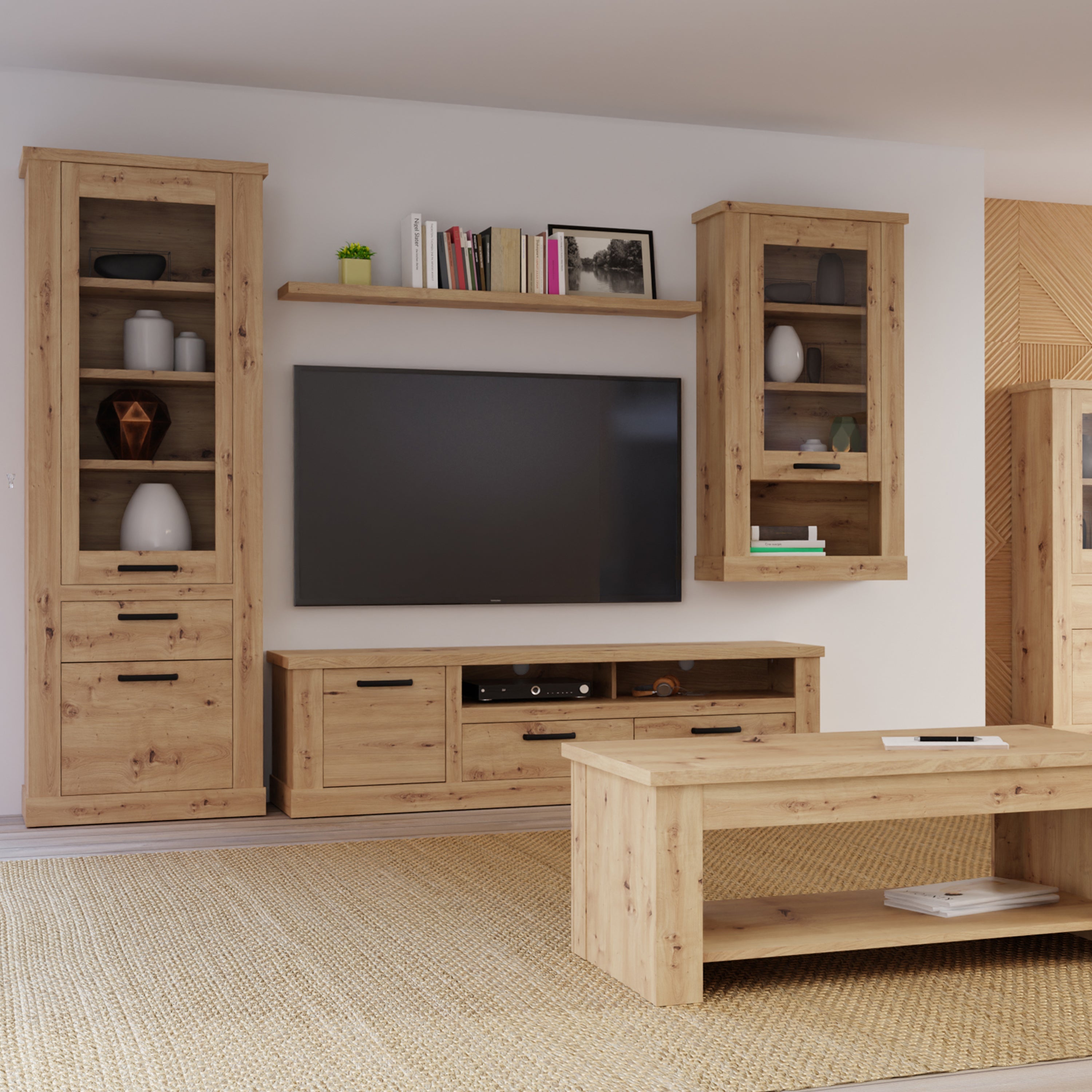 Corona Narrow Display Cabinet in Artisan Oak – FTG, view 6