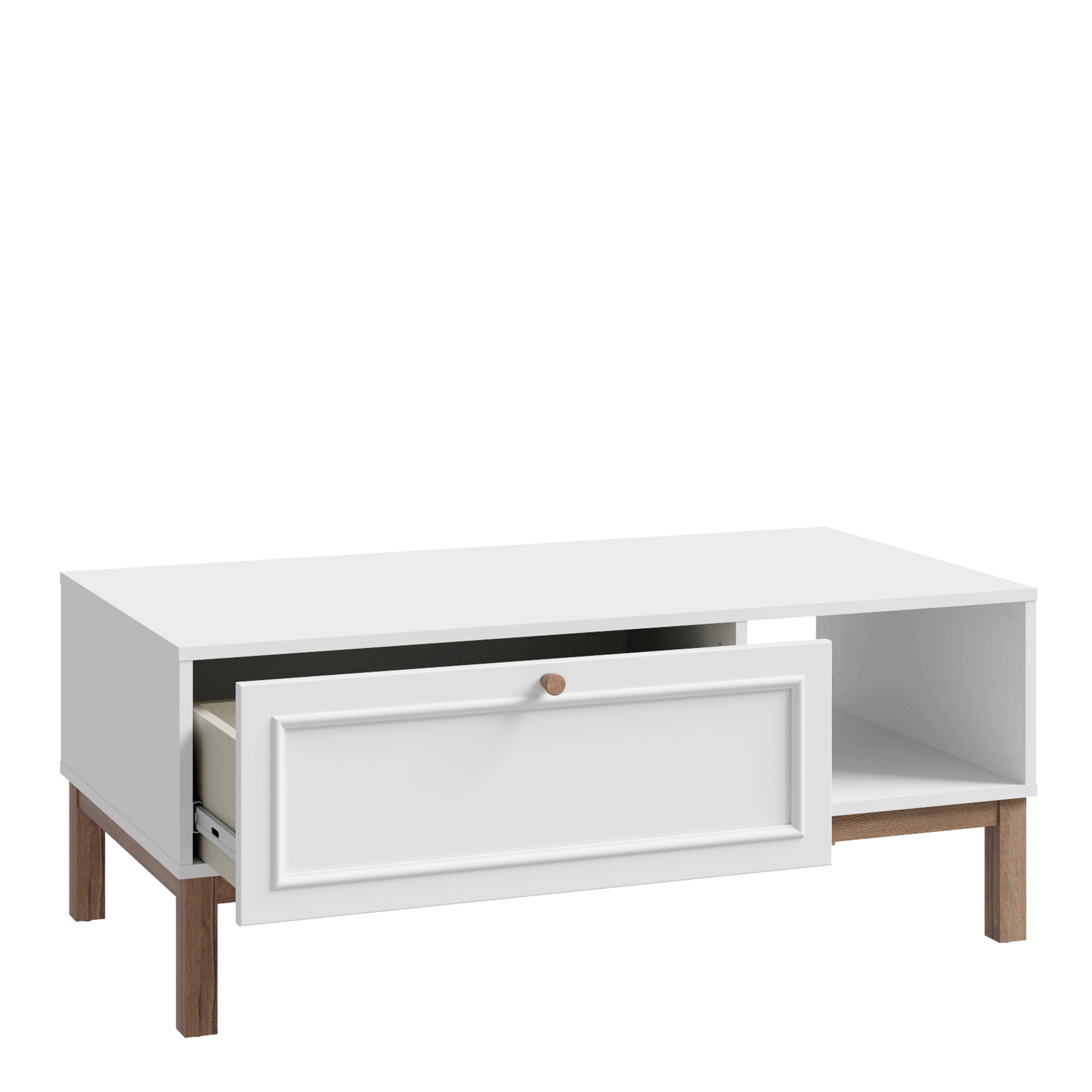 Wensley 1 Drawer Coffee Table in Light Grey and Oak – FTG, view 3