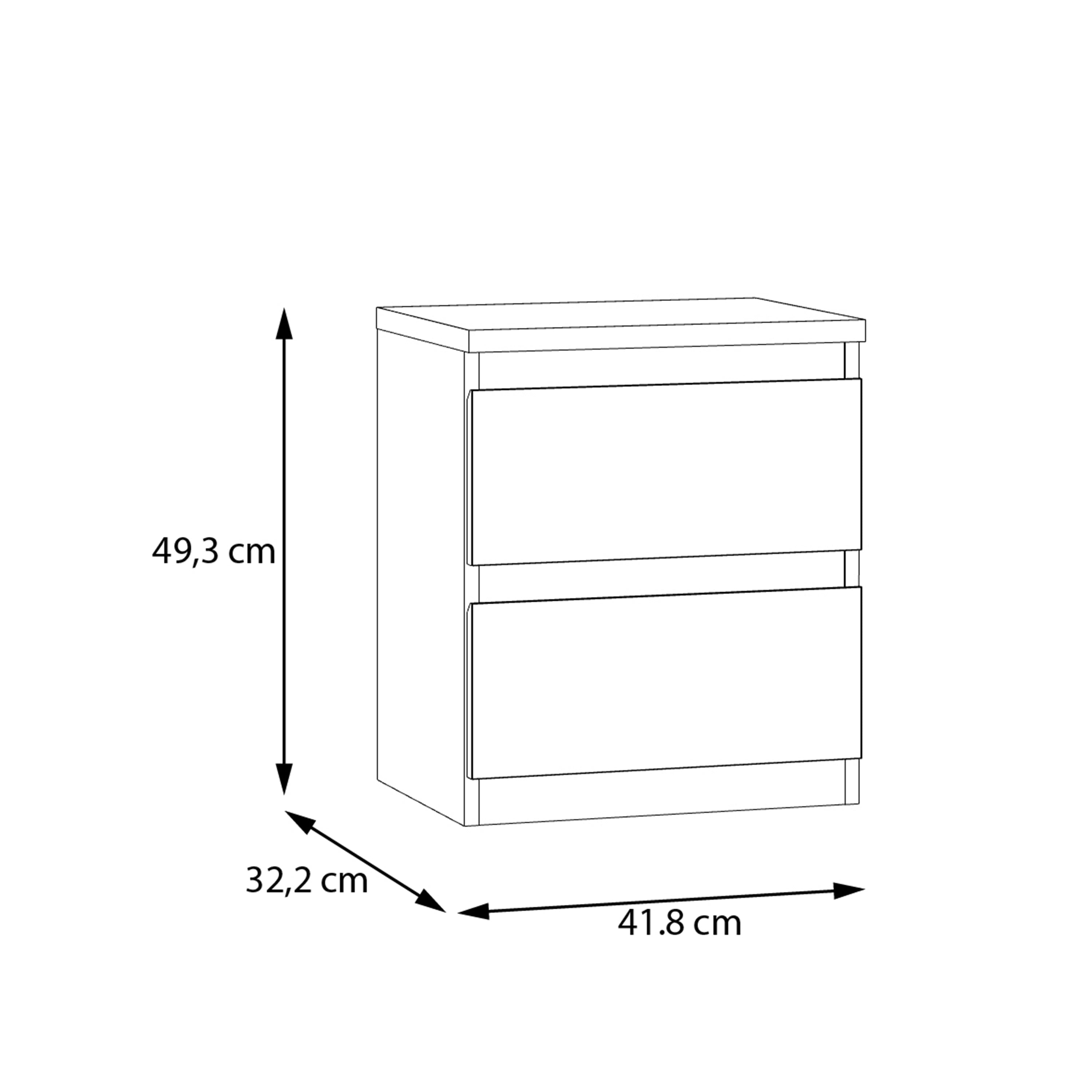 Edmore 2 Drawer Bedside Table in White