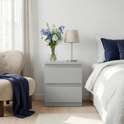 Edmore 2 Drawer Bedside Table in Light Grey