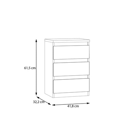 Edmore 3 Drawer Bedside Chest in Sonoma Oak