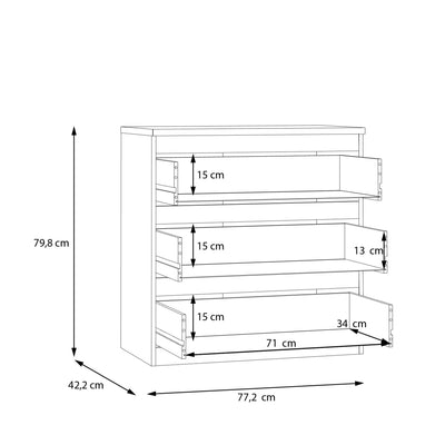 Edmore 3 Drawer Chest in Light Grey