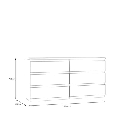 Edmore 6 Drawer Wide Chest in White