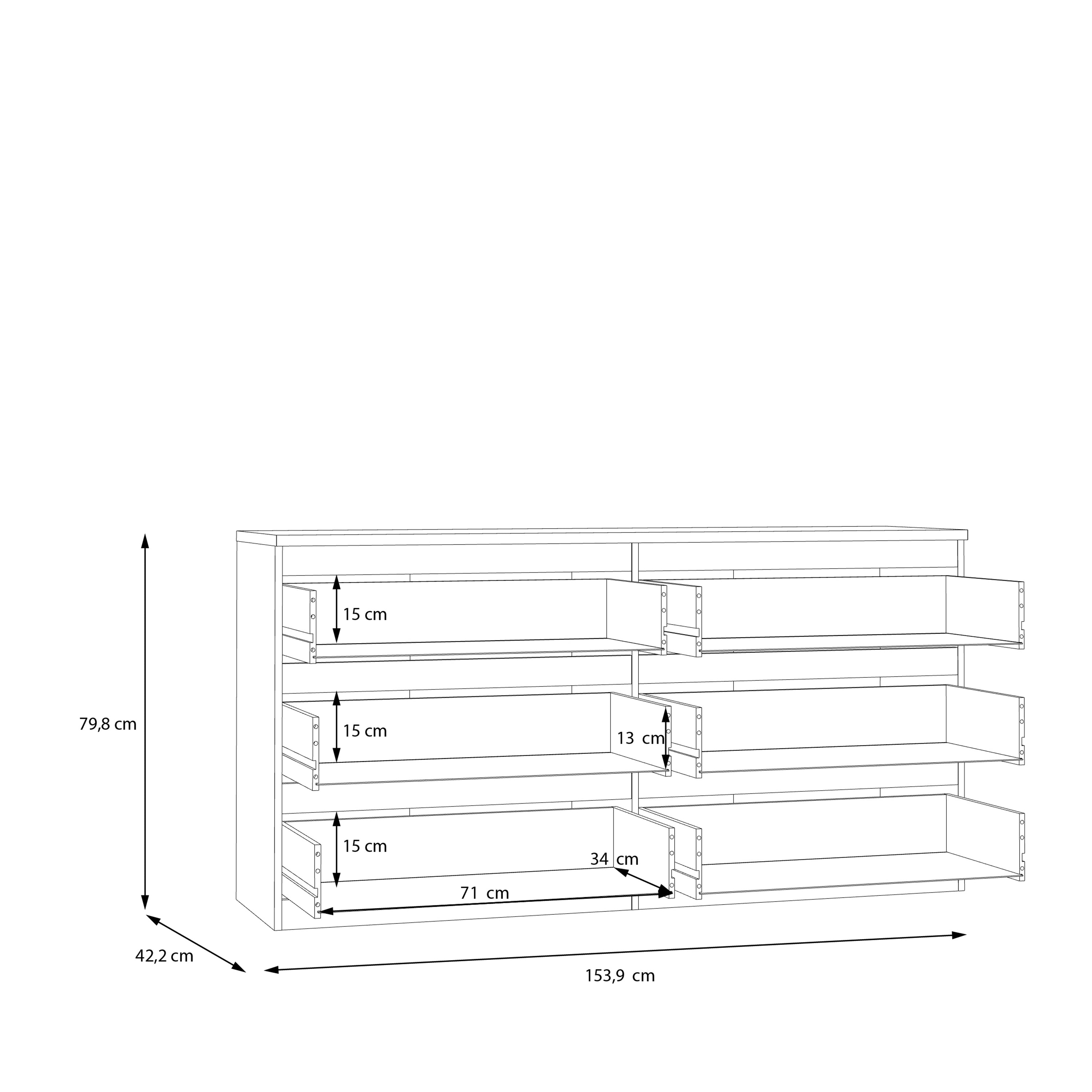 Edmore 6 Drawer Wide Chest in Light Grey