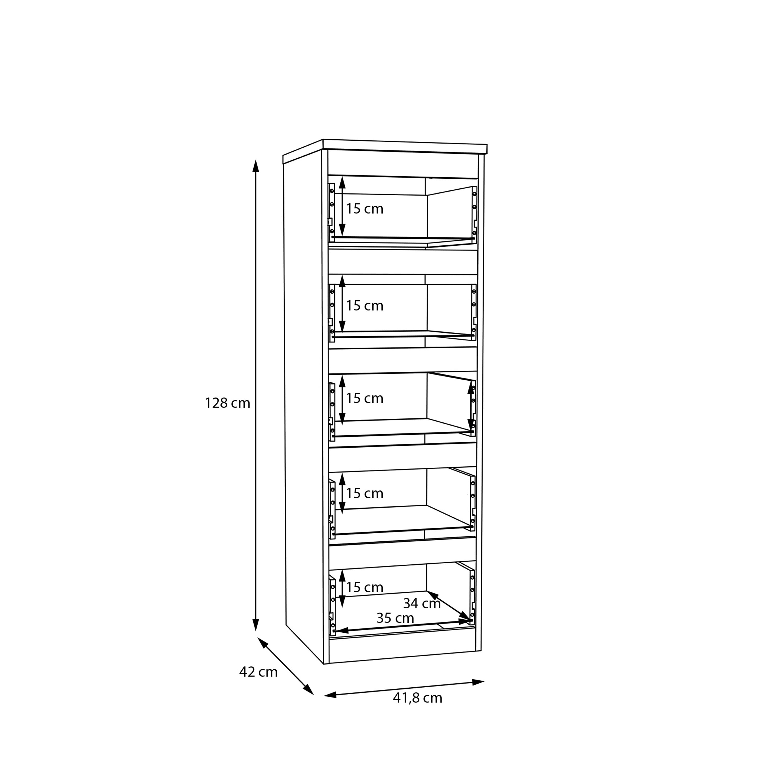 Edmore 5 Drawer Tall Narrow Chest in White
