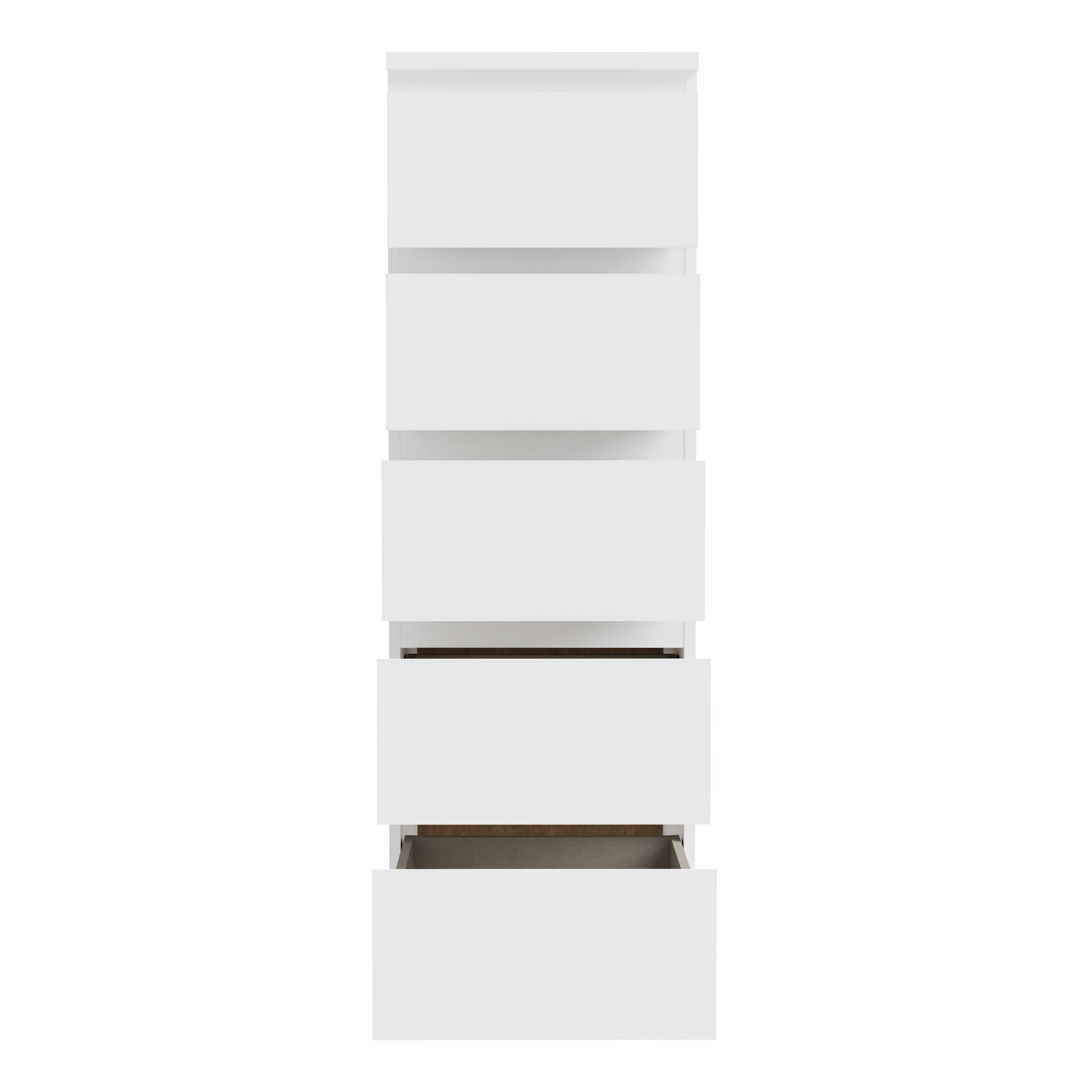 Edmore 5 Drawer Tall Narrow Chest in White