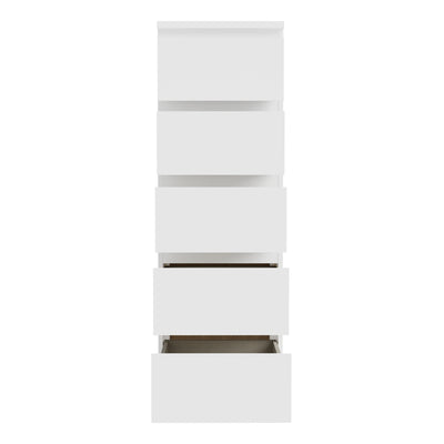 Edmore 5 Drawer Tall Narrow Chest in White