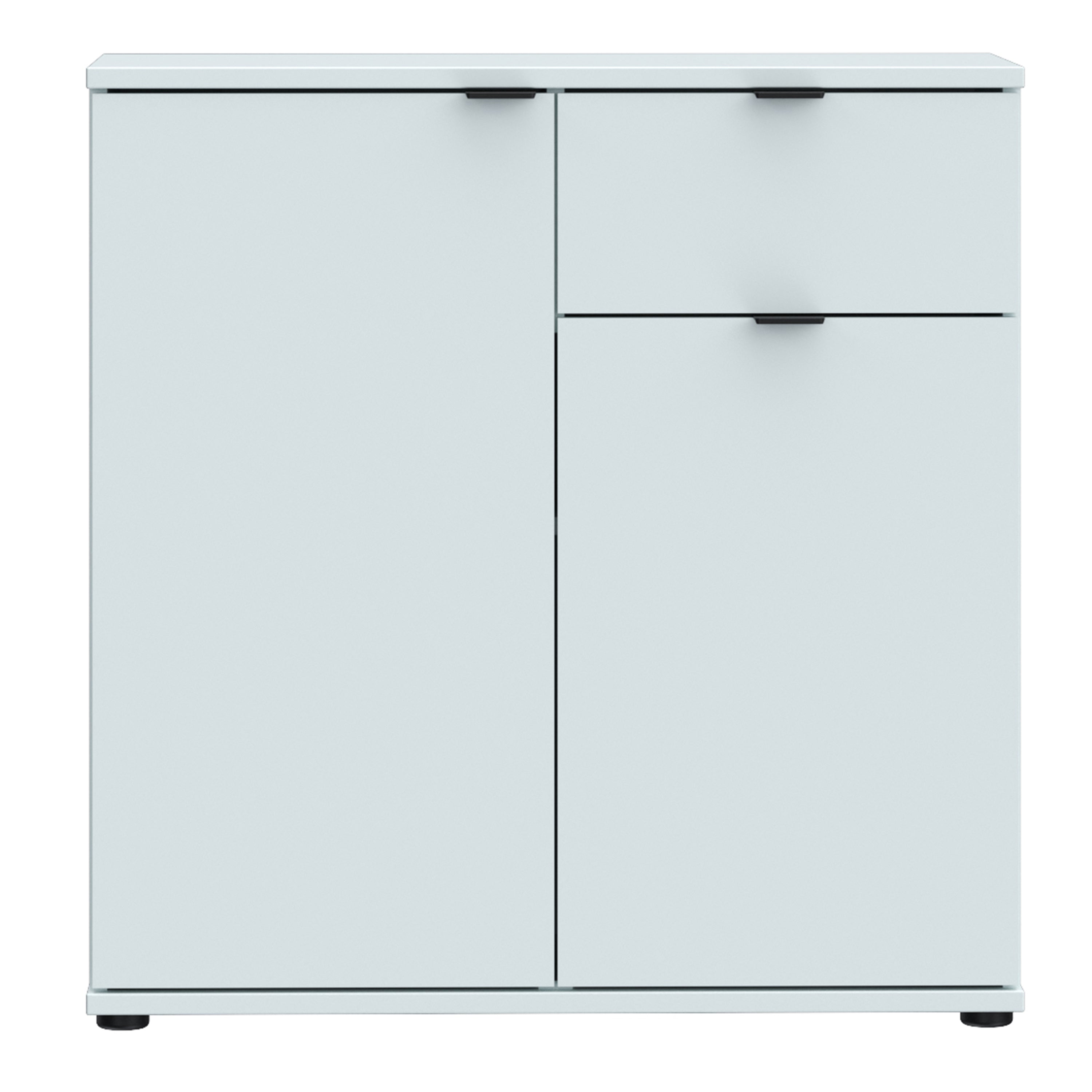 Ganymede 2 Door Cupboard with Drawer and Top Lip Detail in Light Grey