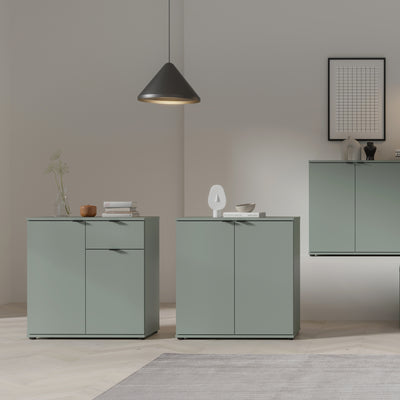 Ganymede 2 Door Cupboard with Drawer in Sage Green