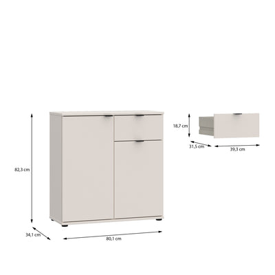 Ganymede 2 Door Cupboard with Drawer in Sand