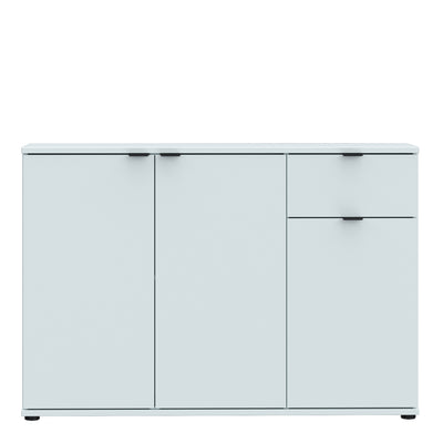 Ganymede Wide 3 Door Cupboard with Drawer in Light Grey