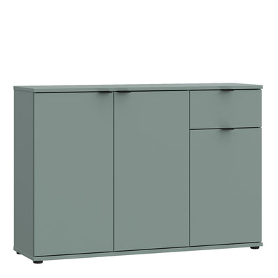 Ganymede Wide 3 Door Cupboard with Drawer in Sage Green
