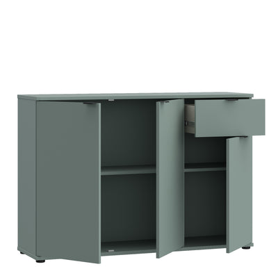 Ganymede Wide 3 Door Cupboard with Drawer in Sage Green