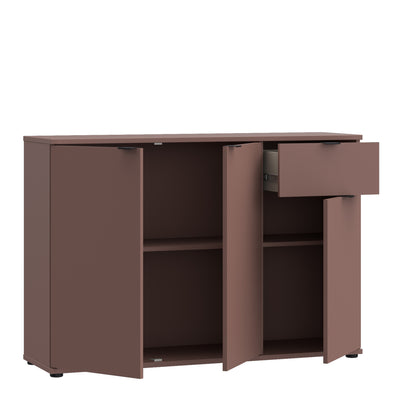 Ganymede Wide 3 Door Cupboard with Drawer in Terracotta