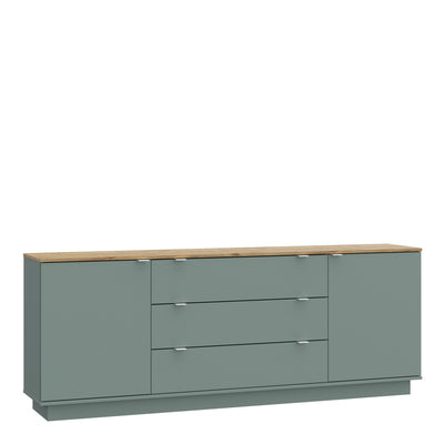 Ganymede Large Sideboard with 3 Drawers & 2 Doors in Mauvella Oak and Sage