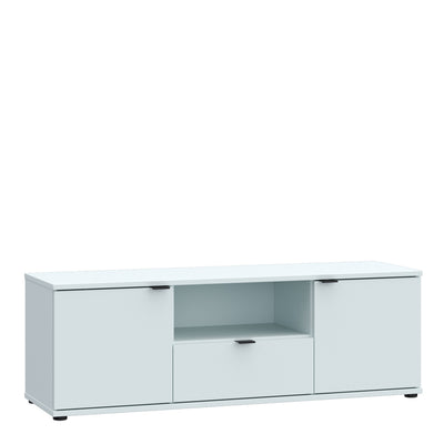 Ganymede Wide TV Unit with Open Shelf, Drawer & 2 Doors in Light Grey