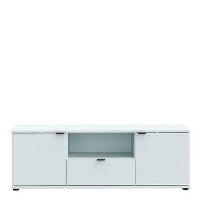 Ganymede Wide TV Unit with Open Shelf, Drawer & 2 Doors in Light Grey
