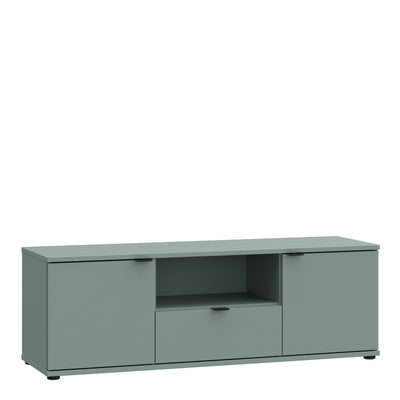 Ganymede Wide TV Unit with Open Shelf & 2 Doors in Sage Green