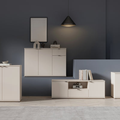 Ganymede TV Unit with Open Shelf, Drawer & 2 Doors in Sand